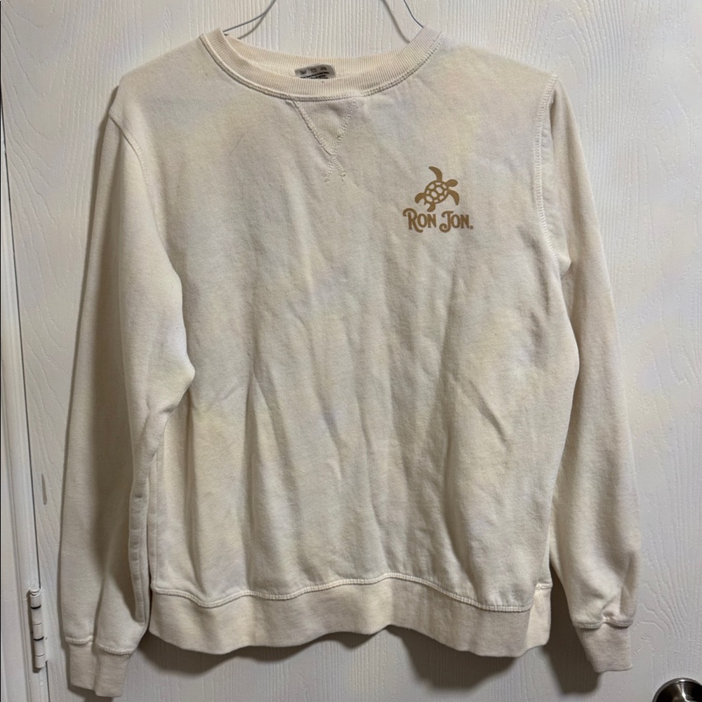 Ron Jon Women’s Medium Crew Neck Pull Over Long Sleeve‎ Off White Sweatshirt